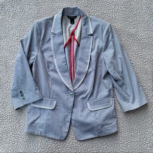 WHBM Cream/Black Striped Blazer 3/4 Sleeve